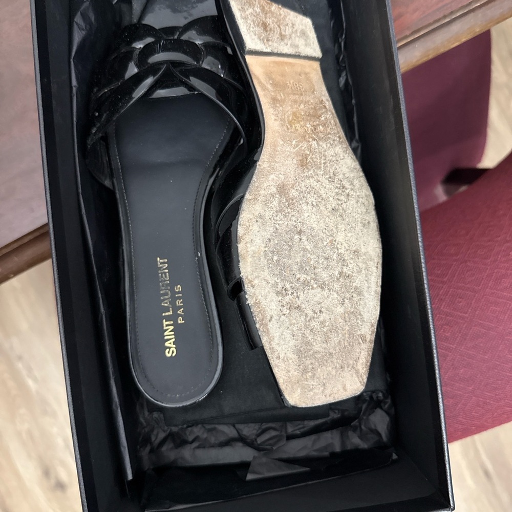 Saint Laurent Black Patent Sandals - Picture 4 of 6